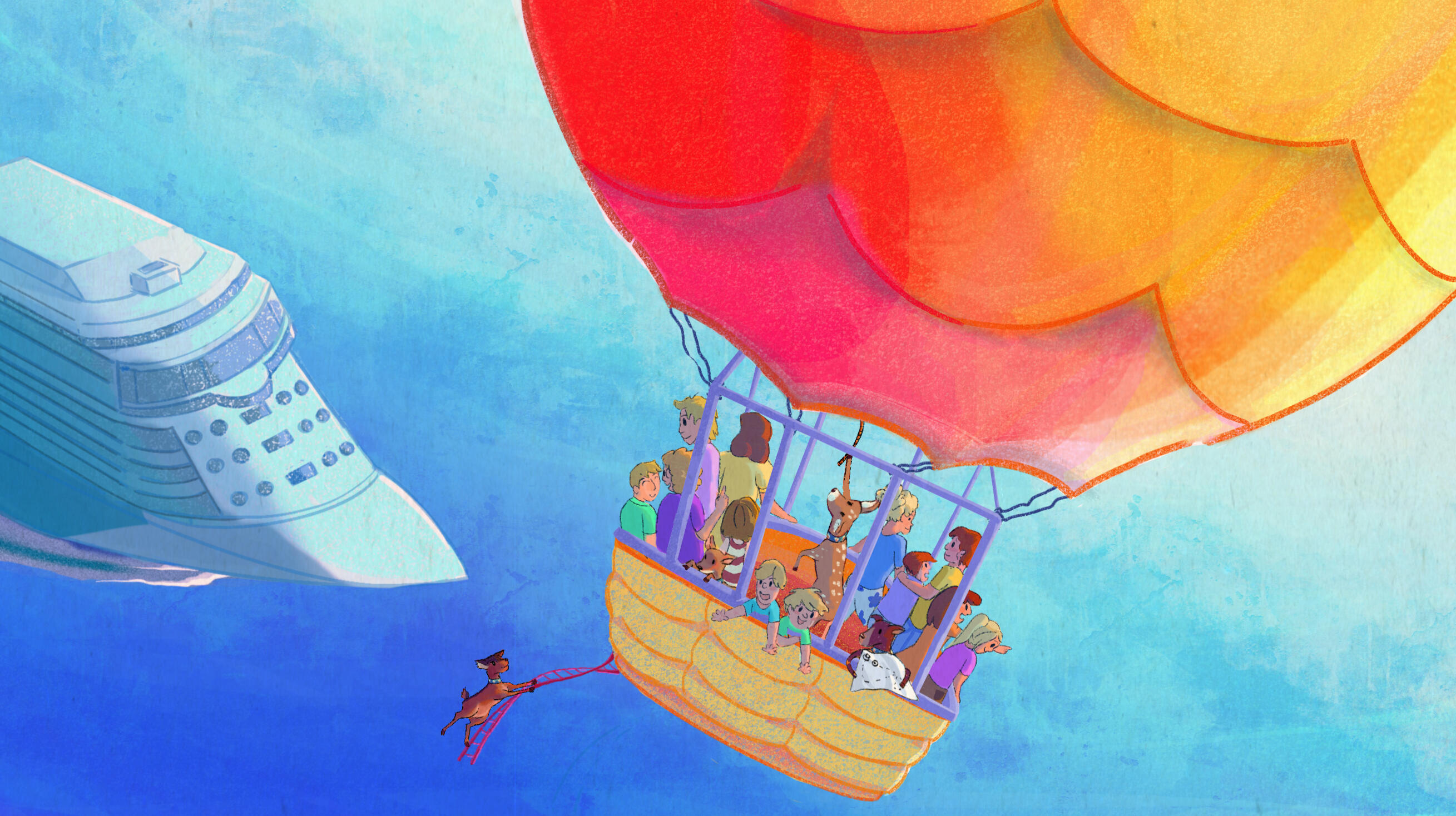 Had to show a family taking a hot air balloon trip during a cruise.